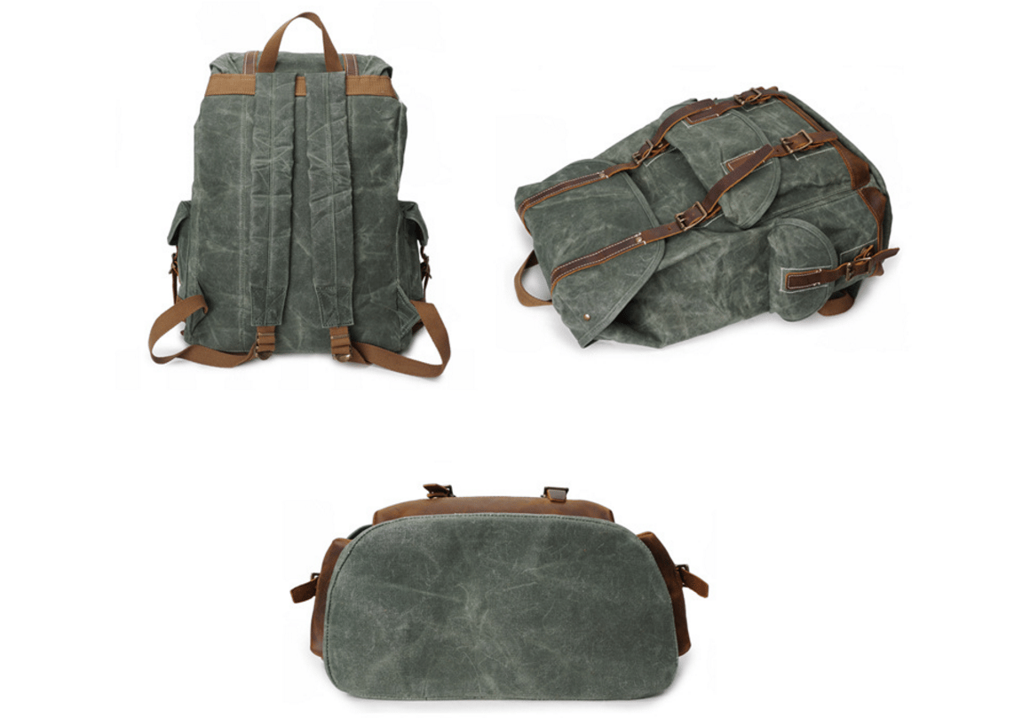 Vintage canvas leather online waterproof backpack